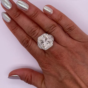 6ct Radiant Cut White Sapphire Engagement Ring