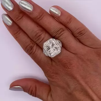 6ct Radiant Cut White Sapphire Engagement Ring