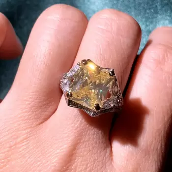 6ct Radiant Cut Yellow Sapphire Engagement Ring
