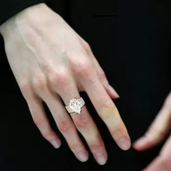 10ct Wide Shank Pear Cut Engagement Ring