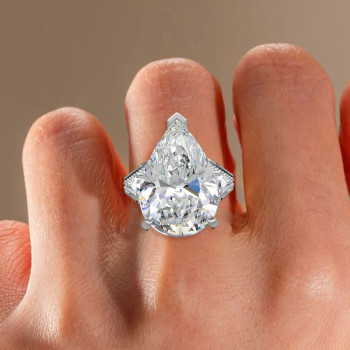 18ct Pear Cut White Sapphire Classic Engagement Ring