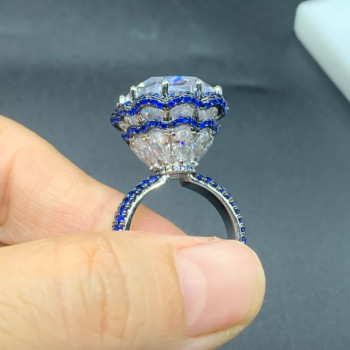 Luxury Cushion Cut Silver Engagement Ring