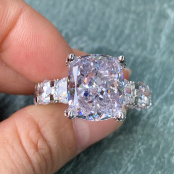 12ct Cushion Cut White Sapphire Classic Engagement Ring
