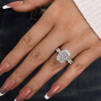 12ct Cushion Cut White Sapphire Classic Engagement Ring