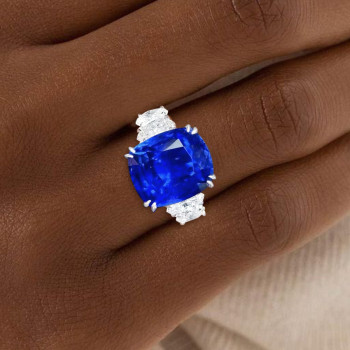 5ct Cushion Cut Blue Sapphire Engagement Ring