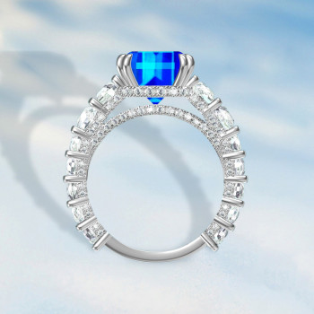 5ct Cushion Cut Blue Sapphire Engagement Ring