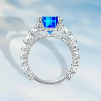 5ct Cushion Cut Blue Sapphire Engagement Ring
