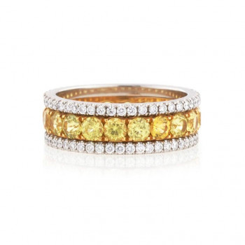 2.45 Round Cut Yellow Sapphire Eternity Band