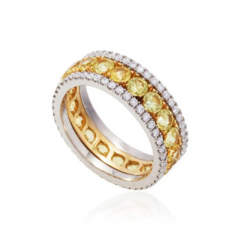 2.45 Round Cut Yellow Sapphire Eternity Band