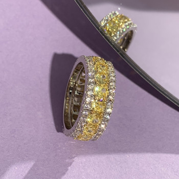 2.45ctw Round Cut Yellow Sapphire Eternity Band