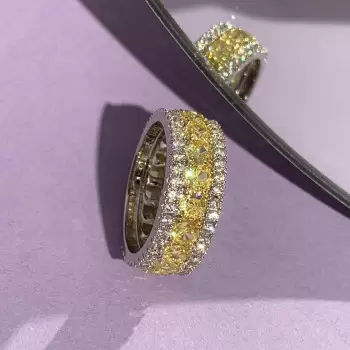 2.45ctw Round Cut Yellow Sapphire Eternity Band