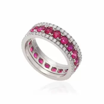 2.45ct Round Cut Ruby Eternity Band
