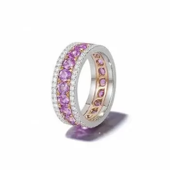 2.45ctw Round Cut Pink Sapphire Eternity Band