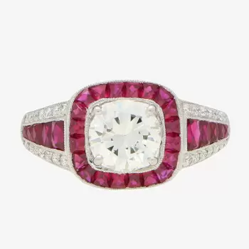 3ct Ruby Calibre Halo Engagement Ring