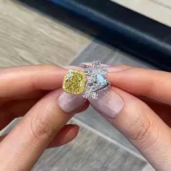 2.5ct Radiant Cut Fancy Yellow Flowers Engagement Ring