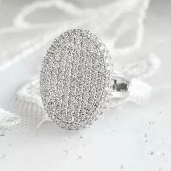 Round Cut Twilight Oval-shaped Paved Cocktail Ring