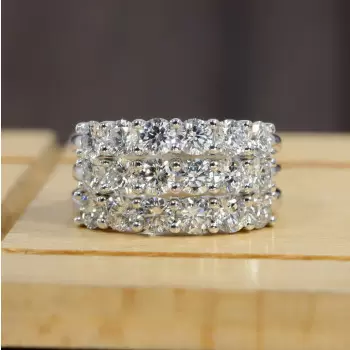 6ctw Round Cut Half Eternity 3pcs Bridal Set