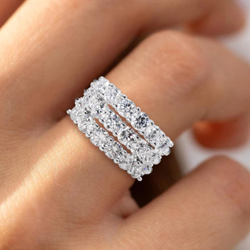 6ctw Round Cut Half Eternity 3pcs Bridal Set