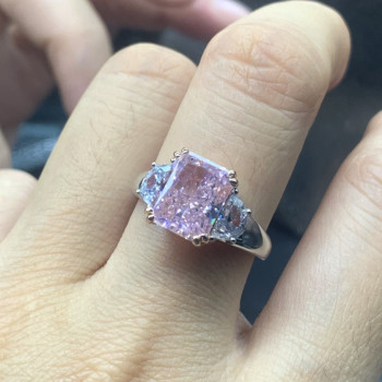 5ct Radiant Cut Pink Sapphire Three-stone Engagement Ring