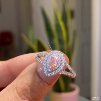 1.35ct Double Halo Pink Pear Cut Engagement Ring