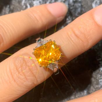 4ct Radiant Cut Fancy Yellow Sapphire Engagement Ring