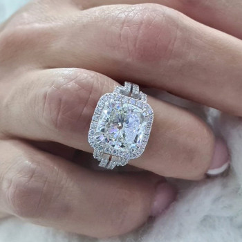 3ct Split Shank Cushion Cut Engagement Ring