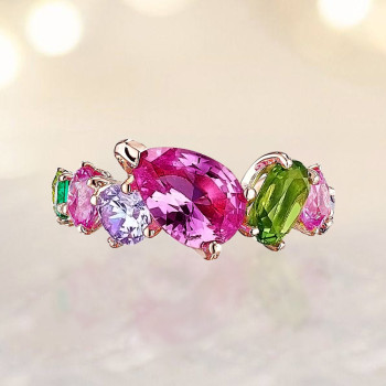 4.35ct Multi-Colored Sapphire Wedding Band in Rose Gold