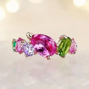 4.35ct Multi-Colored Sapphire Wedding Band in Rose Gold