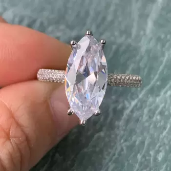 3.8ct Marquise Cut White Sapphire Paved Engagement Ring