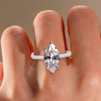3.8ct Marquise Cut White Sapphire Paved Engagement Ring