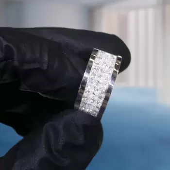 3.75ct 3-Rows Iced Out Princess Cut Eternity Band for Men