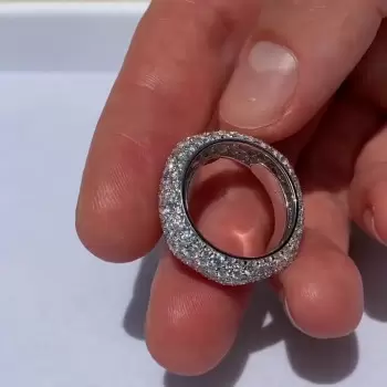 White Sapphire Paved Hexagon Eternity Band