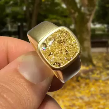 8ct Cushion Cut Yellow Sapphire Ring for Men in Gold
