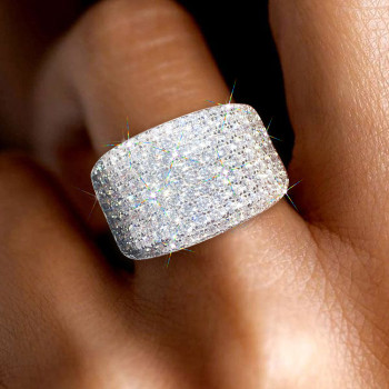 Round Cut White Sapphire Paved Bold Men's Ring