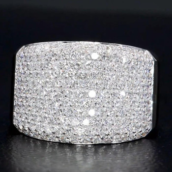 Round Cut White Sapphire Paved Bold Men's Ring