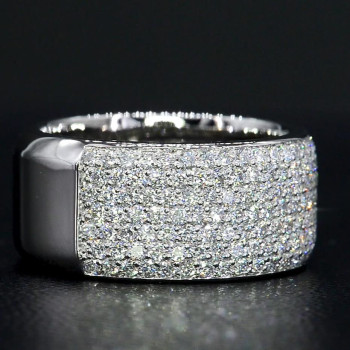 Round Cut White Sapphire Paved Wedding Band