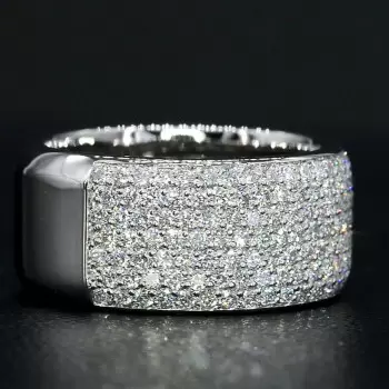 Round Cut White Sapphire Paved Wedding Band