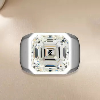 12ct Asscher Cut White Sapphire Matte Bold Men's Ring