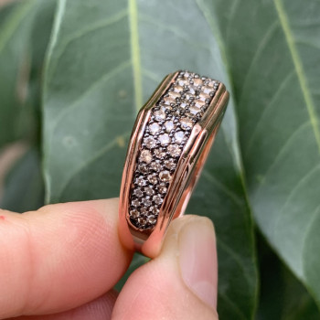 2ctw Paved Champagne Sapphire Roman Signet Ring