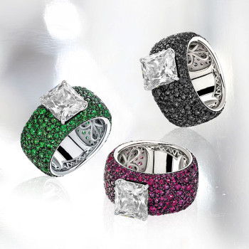 6.5ct Radiant Cut White Sapphire Bold Paved Ring