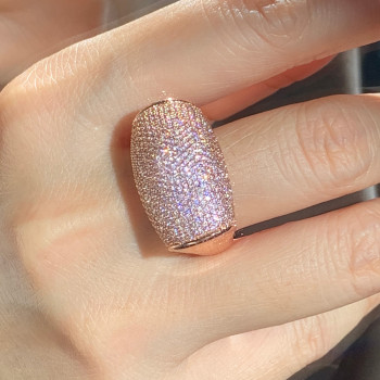 Sailboat Shaped Paved Pink Sapphire Cocktail Ring