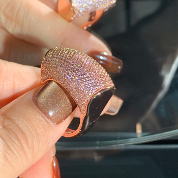 Sailboat Shaped Paved Pink Sapphire Cocktail Ring