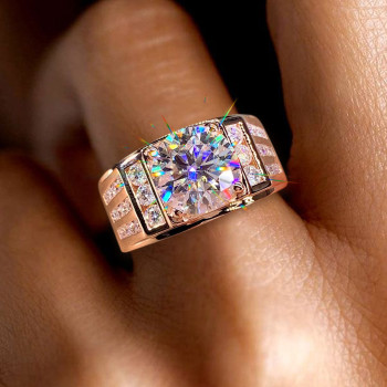 3.8ct Round Cut White Sapphire Men's Ring