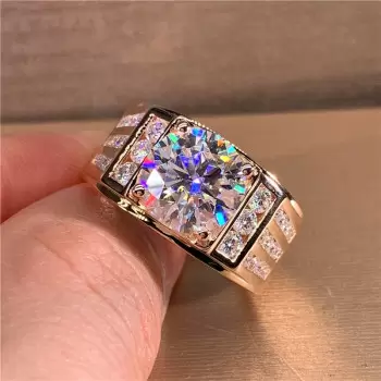 3.8ct Round Cut White Sapphire Men's Ring