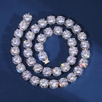 10MM Round Cut White Sapphire Tennis Necklace