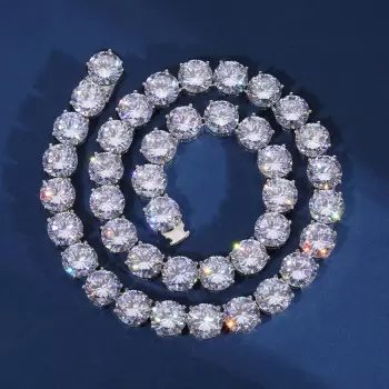 10MM Round Cut White Sapphire Tennis Necklace