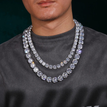 10MM Round Cut White Sapphire Tennis Necklace