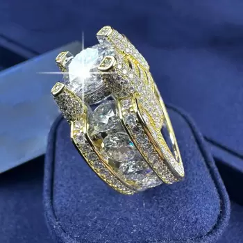 12ct Round White Sapphire Bold Allover Paved Men's Ring