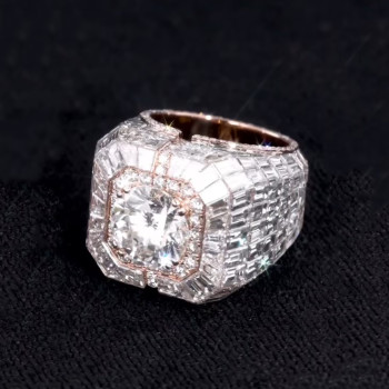5ct Round Cut White Sapphire Bold Men's Ring