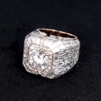 5ct Round Cut White Sapphire Bold Men's Ring
